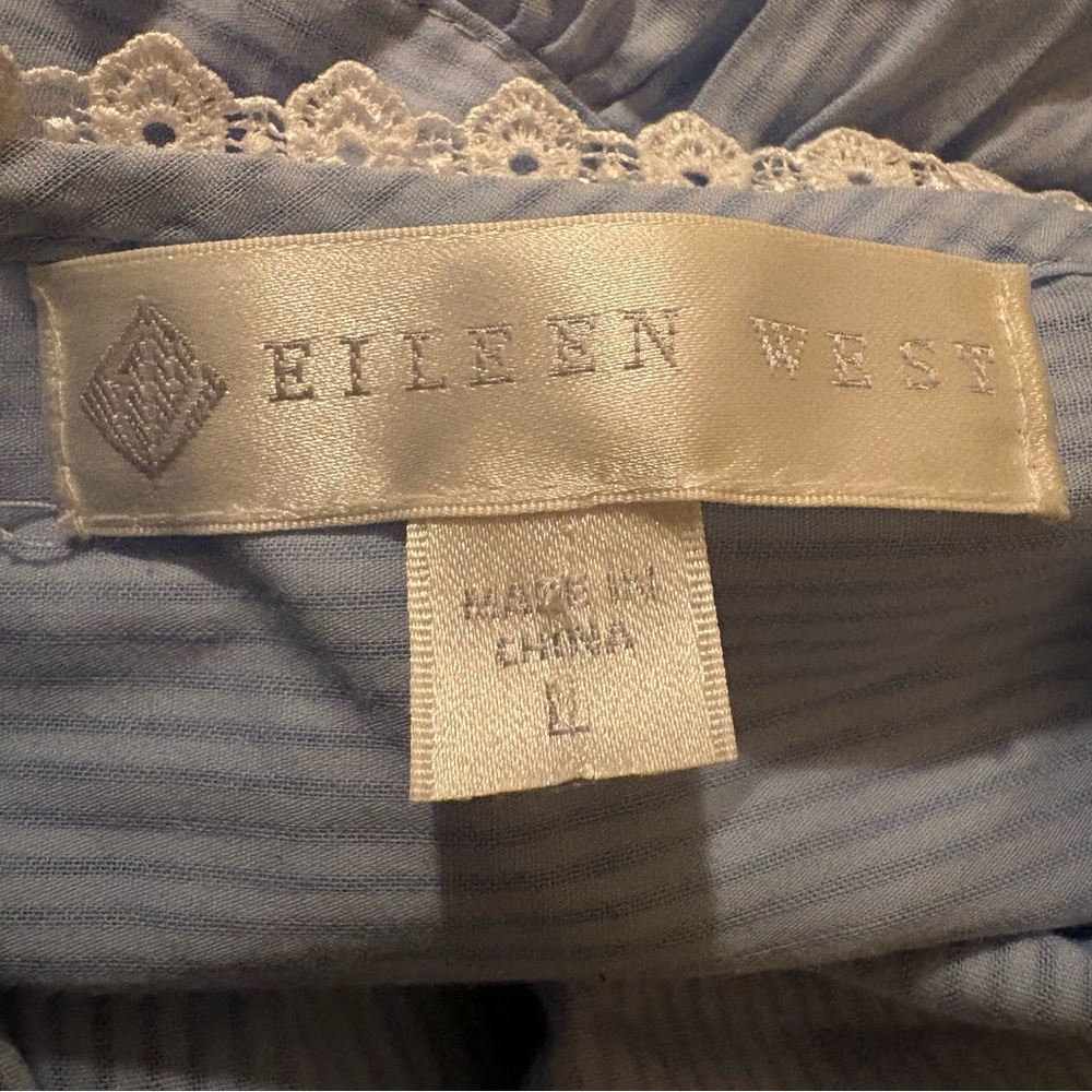 Eileen West Blue Nightgown Nightie Chemise Embroidered Ribbon Women’s size large - Picture 10 of 11